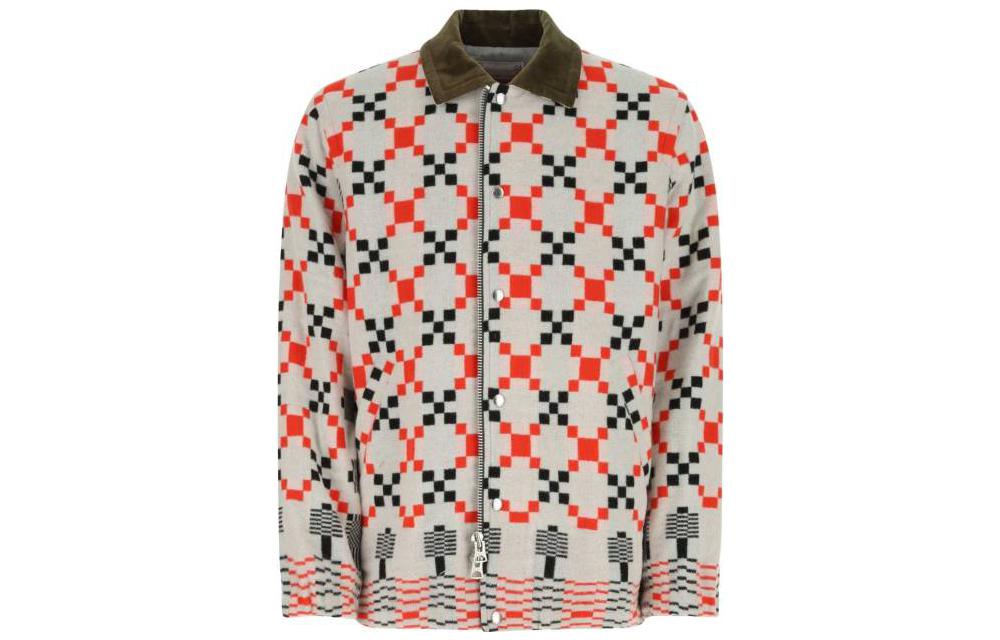 Sacai FW22 All-Over Print Zip-Up Jacket Grey Long Sleeve Outerwear 2202892M-051