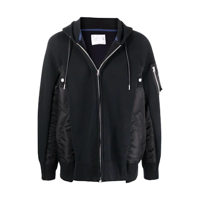 Sacai FW22 Black Drawstring Colorblock Hoodie Jacket SCM045002