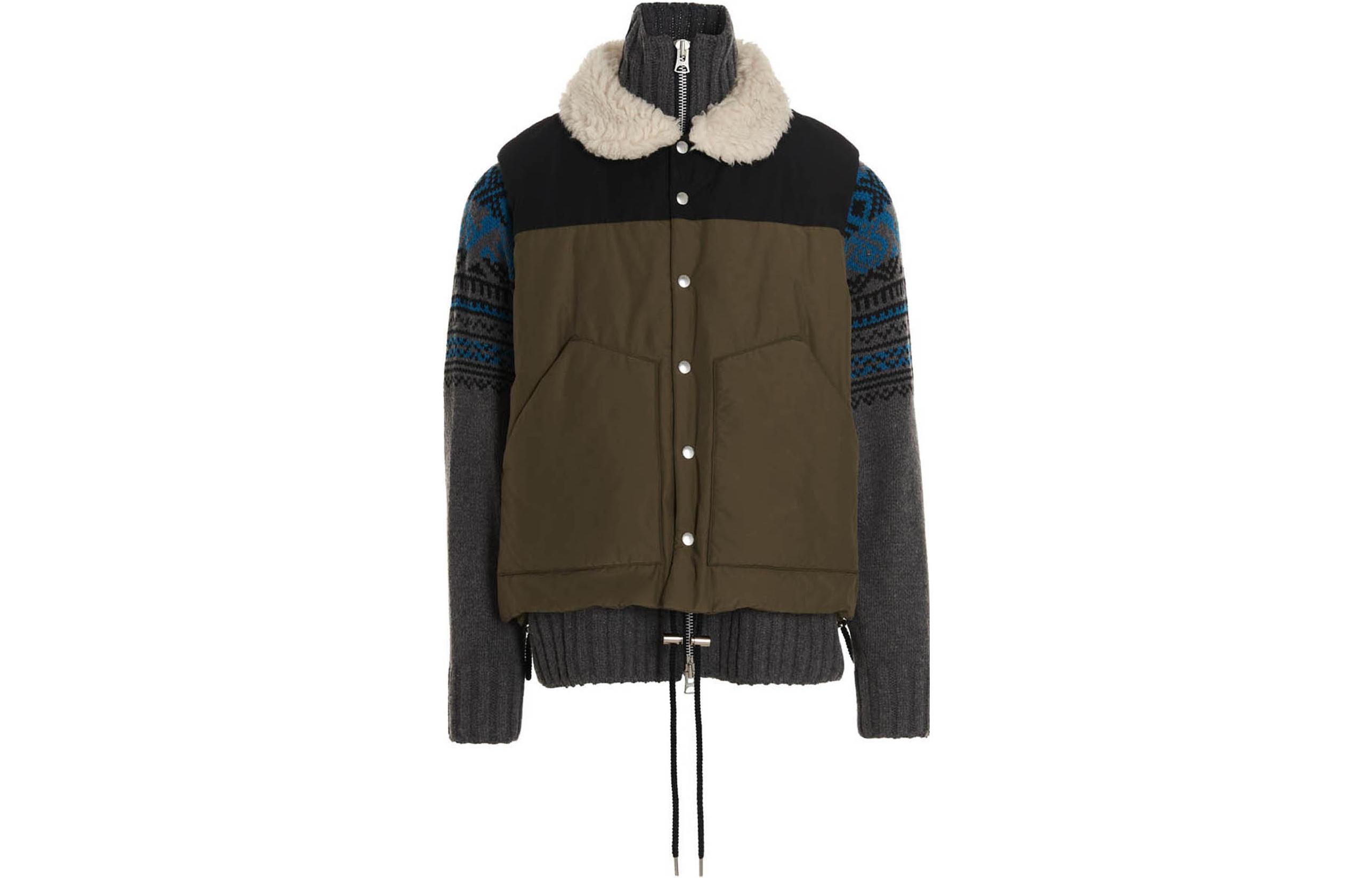 Sacai FW22 Brown Double-Layer Collared Jacket 22-02913M-501