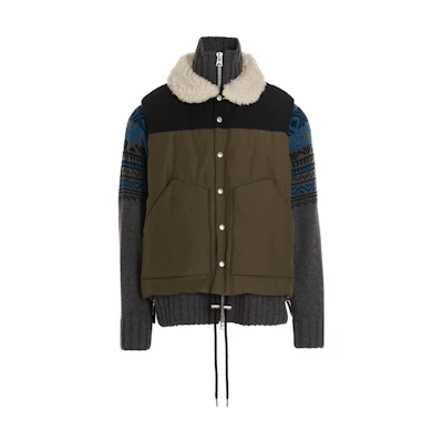 Sacai FW22 Brown Double-Layer Collared Jacket 22-02913M-501