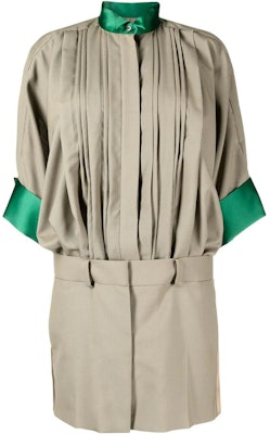 Sacai 2022秋冬拼色褶皱长袖连衣裙灰褐色 22-06035-651 Buy Sacai 2022秋冬拼色褶皱长袖连衣裙灰褐色 22-06035-651
