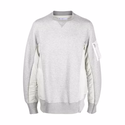 Sacai FW22 Colorblock Pleated Crewneck Sweatshirt Grey SCM043-381