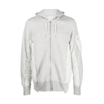 Sacai FW22 Grey Colorblock Zip-Up Hoodie SCM045