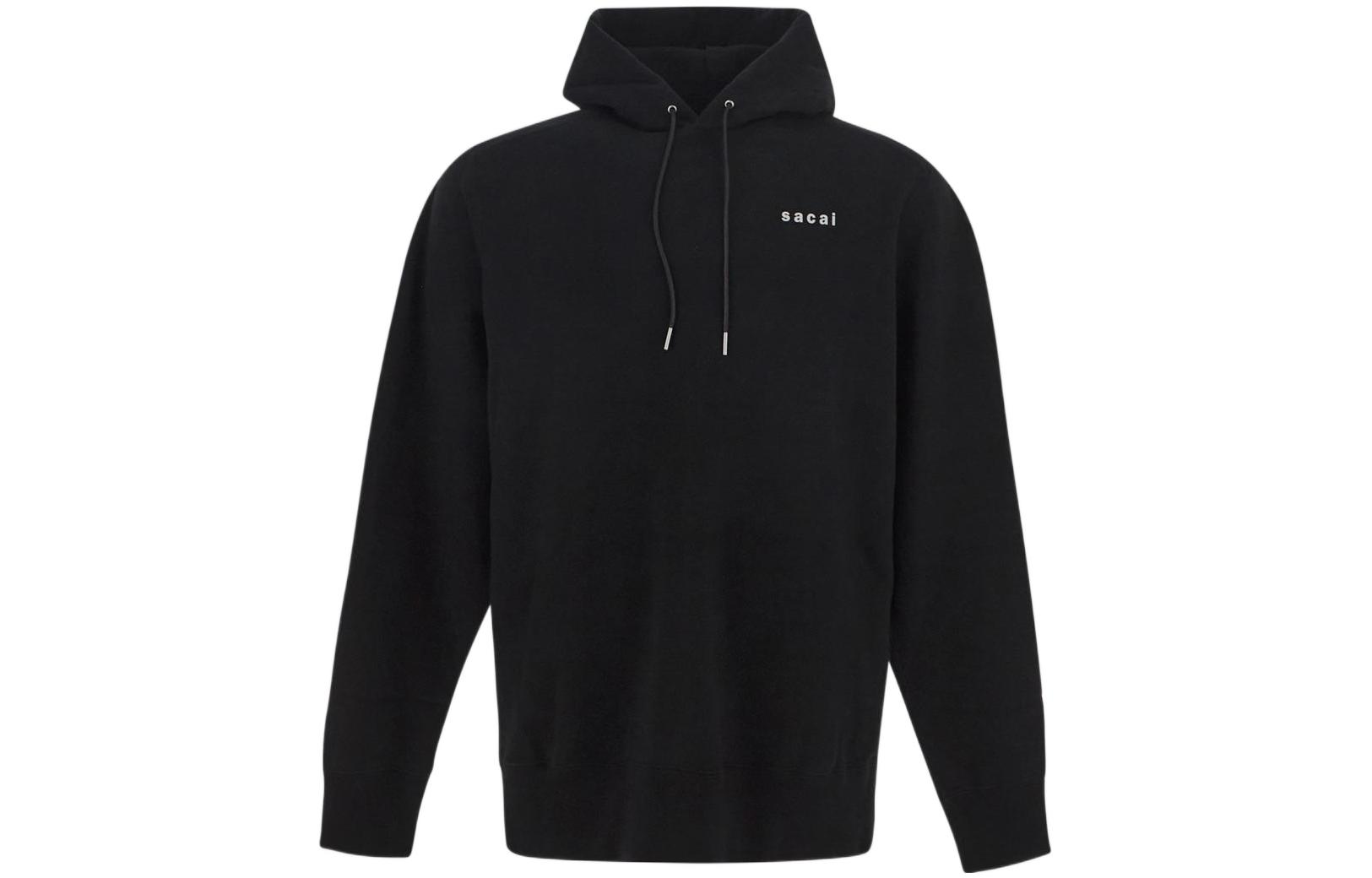 Sacai FW22 Letter Logo Print Drawstring Hoodie Black Mens 0444S001