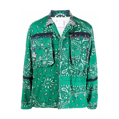 Sacai FW22 Paisley Print Long Sleeve Jacket Green 2202687M551
