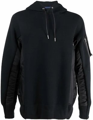 Sacai FW22 Patchwork Design Solid Color Hoodie Black Mens SCM044-002 Buy Sacai FW22 Patchwork Design Solid Color Hoodie Black Mens SCM044-002