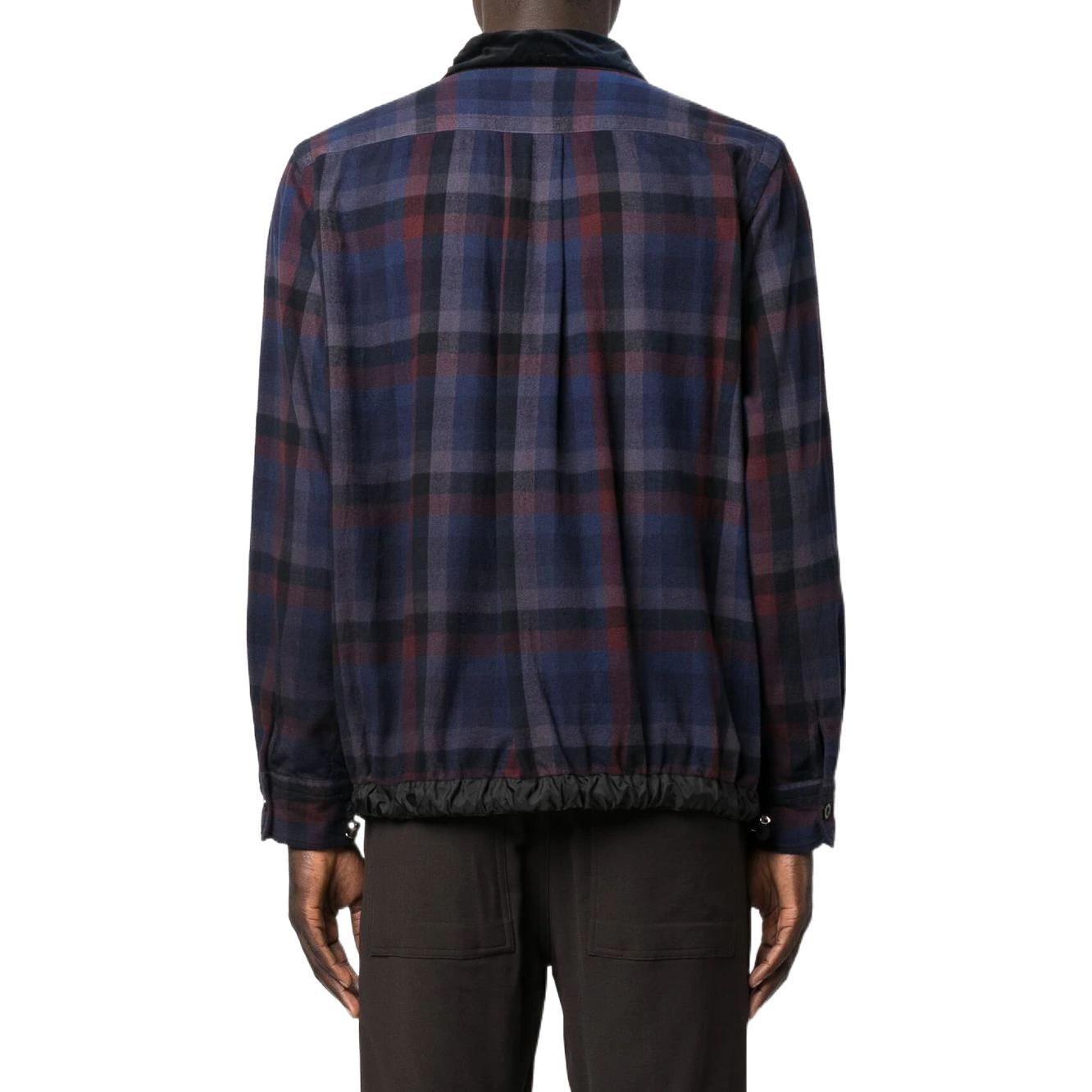 Shop サカイ FW22 プレイドプリント ジップシャツジャケット メンズ ネイビーブルー 22-02838M201