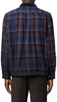 サカイ FW22 プレイドプリント ジップシャツジャケット メンズ ネイビーブルー 22-02838M201 Shop サカイ FW22 プレイドプリント ジップシャツジャケット メンズ ネイビーブルー 22-02838M201