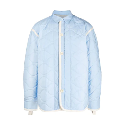 Sacai FW22 Quilted Collar Striped Trim Jacket Menswear - Blue 220-2847M451