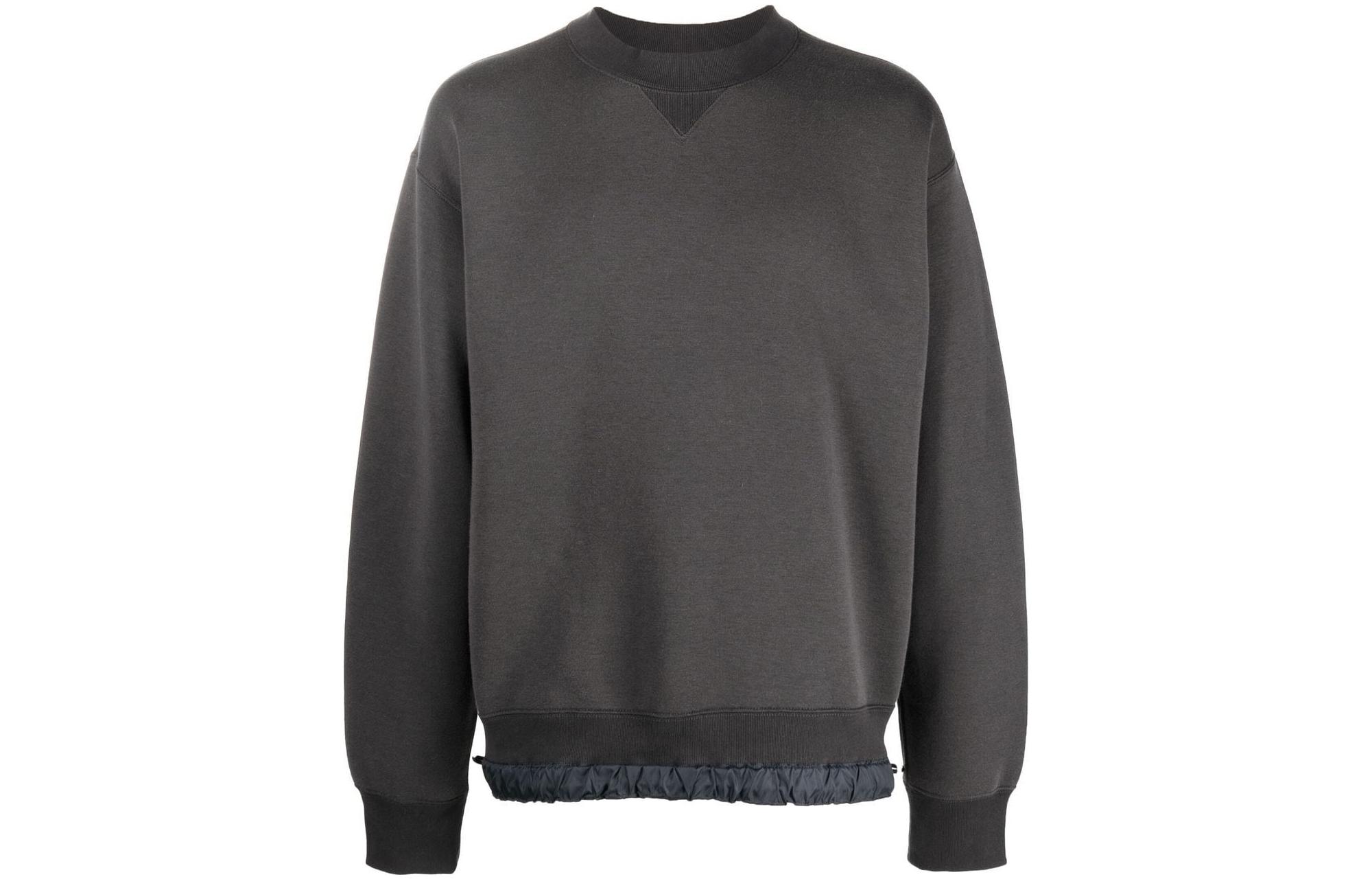 Sacai FW22 Solid Color Frayed Stitch Crewneck Pullover Sweatshirt Grey Men 2202865M326