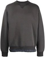 Sacai FW22 Solid Color Frayed Stitch Crewneck Pullover Sweatshirt Grey Men 2202865M326 Sacai FW22 Solid Color Frayed Stitch Crewneck Pullover Sweatshirt Grey Men 2202865M326