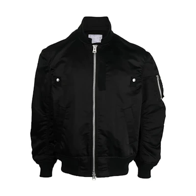 Sacai FW22 Solid Color Zip Bomber Jacket Men’s Black SCM050-001