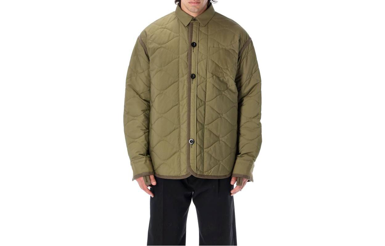 Sacai FW22 Solid Embossed Collar Single-Breasted Jacket Green 22-02847