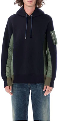 Sacai FW22 Spliced Drawstring Hoodie Deep Blue SCM044FN-212 Buy Sacai FW22 Spliced Drawstring Hoodie Deep Blue SCM044FN-212