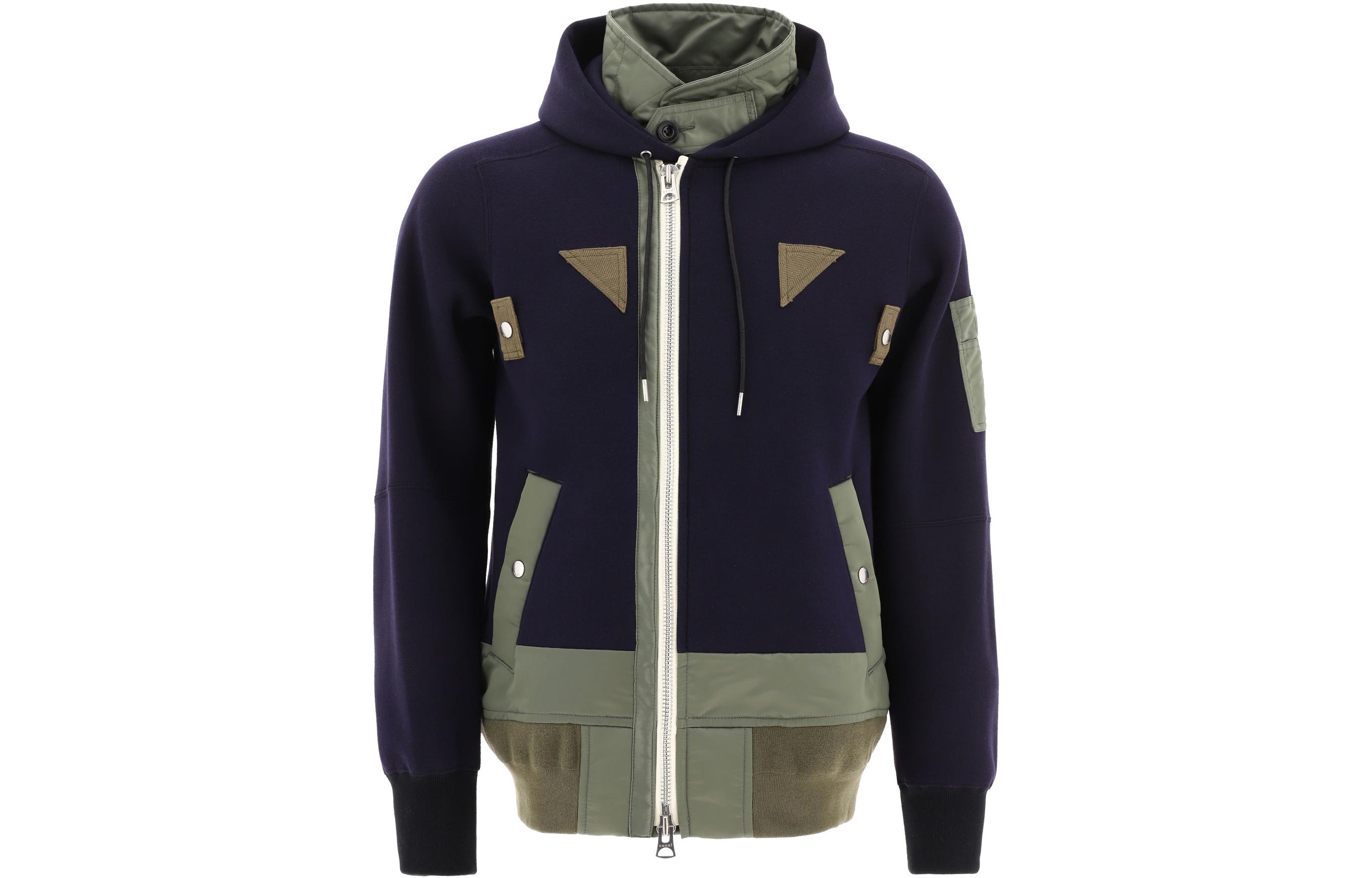 Sacai FW22 Spliced Zip-Up Hoodie Flight Jacket Men’s Blue 22-02863