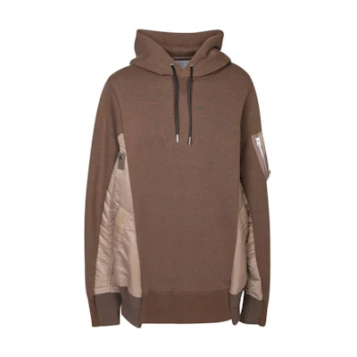 Sacai FW23 Colorblock Drawstring Hoodie Brown Long Sleeve SCM-057-640