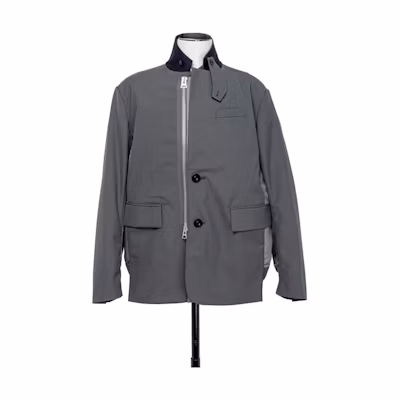 Sacai FW23 Colorblock High Collar Zip Jacket Grey 23-03116M-301