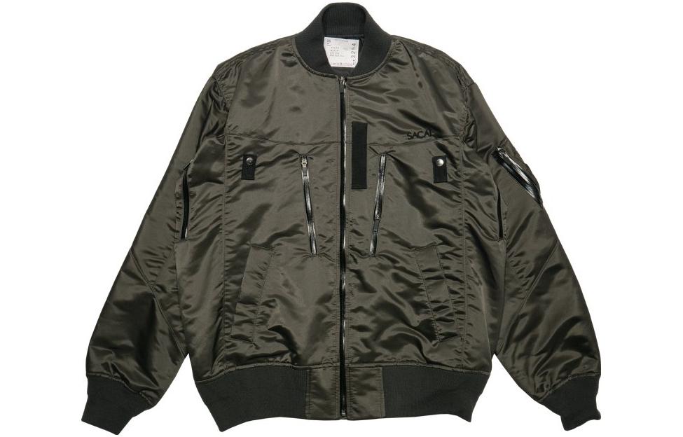 Sacai FW23 Colorblock Trim Twill Zip Jacket Khaki - 23-03254DKHK