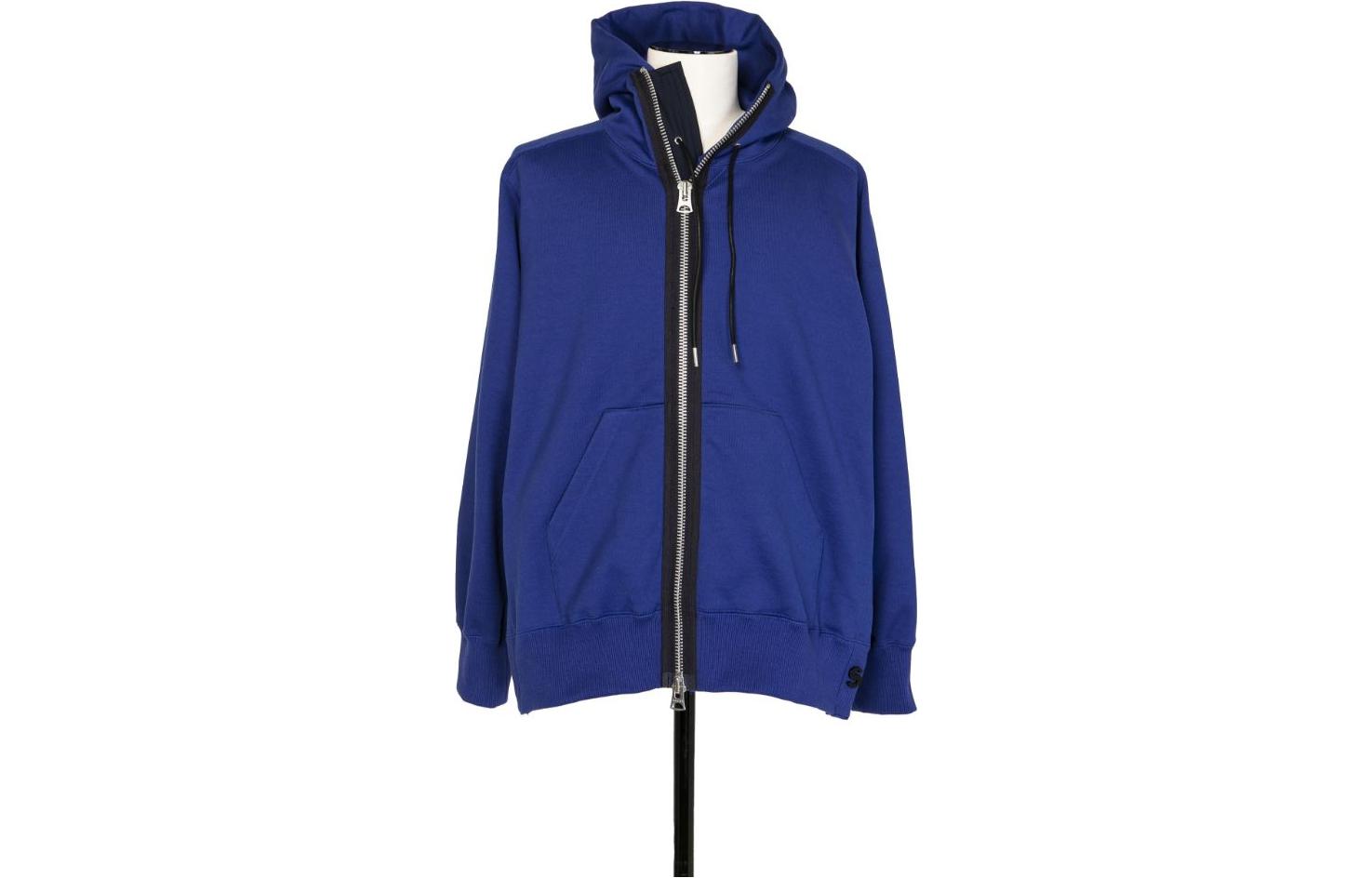 Sacai FW23 Colorblock Trim Zip-Up Hoodie Blue 23-03023M-401