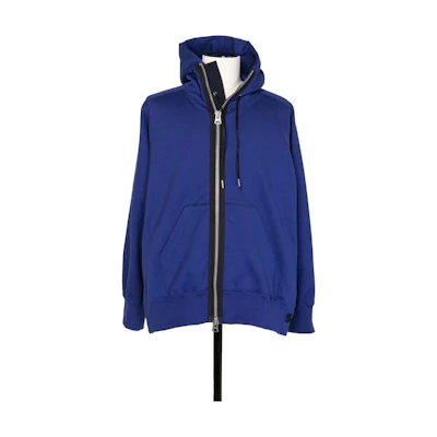 Sacai FW23 Colorblock Trim Zip-Up Hoodie Blue 23-03023M-401