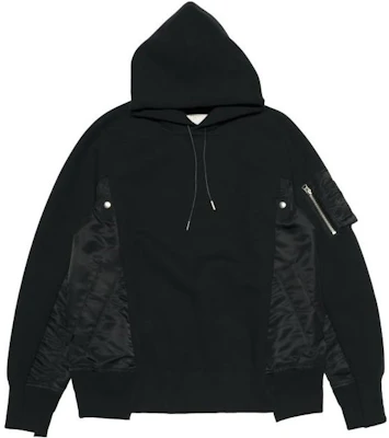 Sacai FW23 Comfy Patchwork Hoodie Black SCM-057BK Buy Sacai FW23 Comfy Patchwork Hoodie Black SCM-057BK
