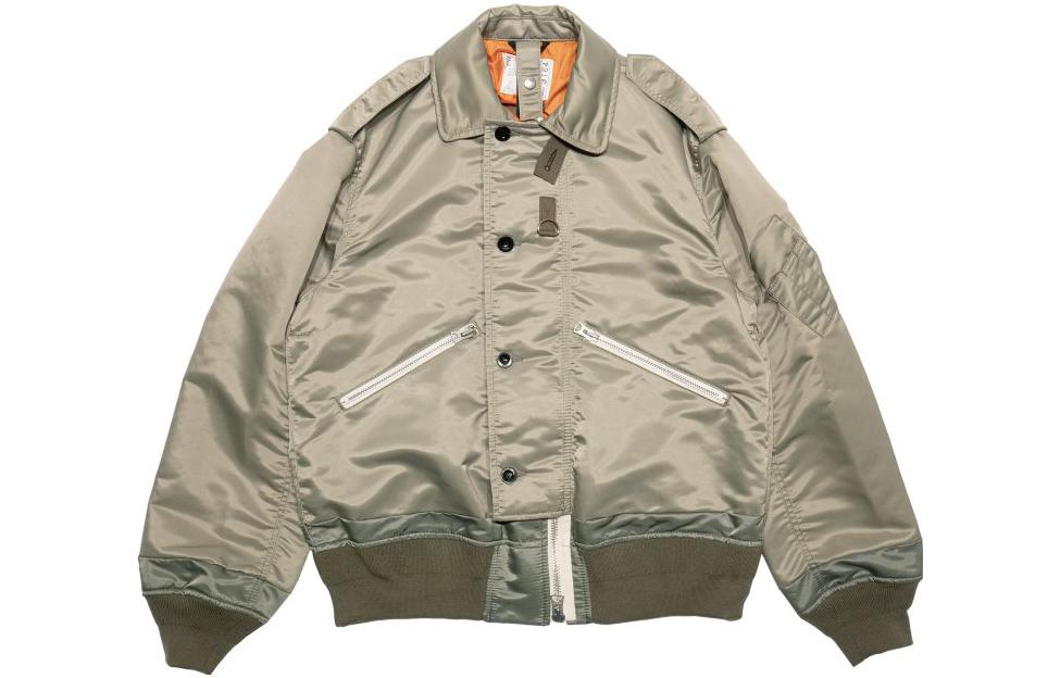 Sacai FW23 Contrast-Trim Button-Up Jacket Khaki Men 23-03164KHK