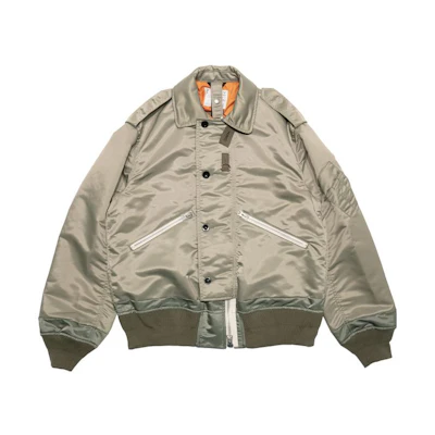 Sacai FW23 Contrast-Trim Button-Up Jacket Khaki Men 23-03164KHK