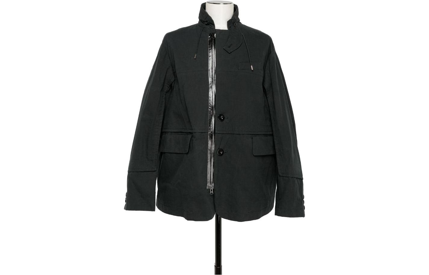 Sacai FW23 Minimalist Zip-Up High Collar Jacket Black 23-03187M-001