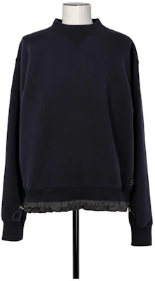 Sacai FW23 Navy Blue Panel Crewneck Pullover Sweatshirt Lelaki SCM-068-201 Buy Sacai FW23 Navy Blue Panel Crewneck Pullover Sweatshirt Lelaki SCM-068-201