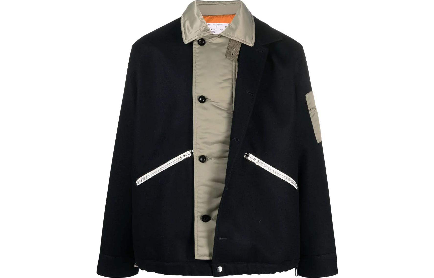 Sacai FW23 Single-Breasted Long Sleeve Jacket Navy Blue 23-03115M-201