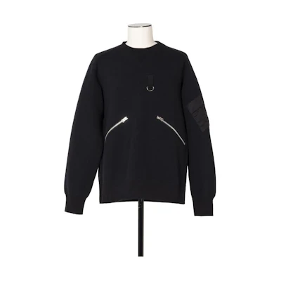 Sacai FW23 Solid Color Crewneck Pullover Sweatshirt Black 23-03174M-001