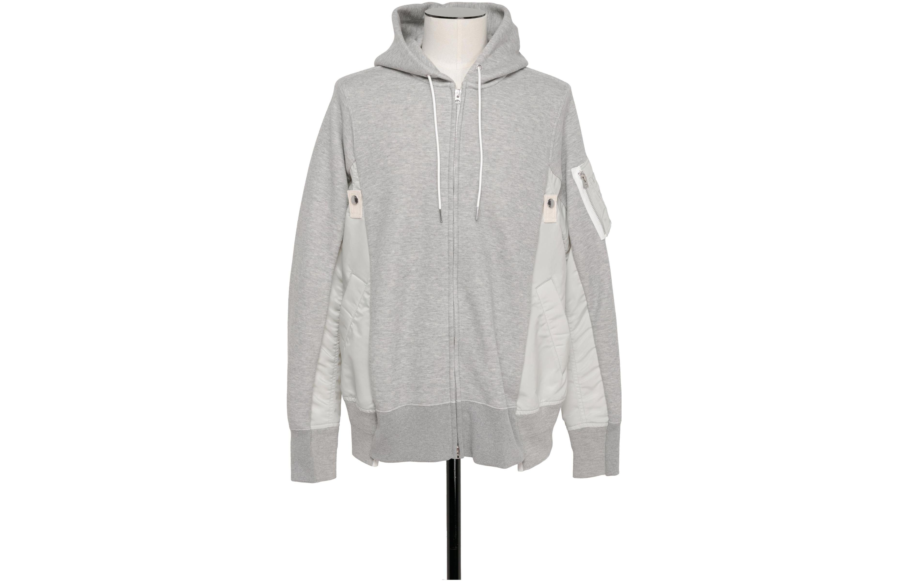 Sacai FW23 Spliced Comfort Zip-Up Hoodie Grey SCM-056-381