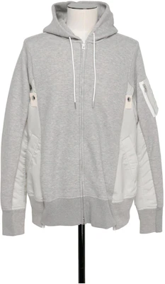 Sacai FW23 Spliced Comfort Zip-Up Hoodie Grey SCM-056-381 Buy Sacai FW23 Spliced Comfort Zip-Up Hoodie Grey SCM-056-381