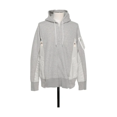 Sacai FW23 Spliced Comfort Zip-Up Hoodie Grey SCM-056-381