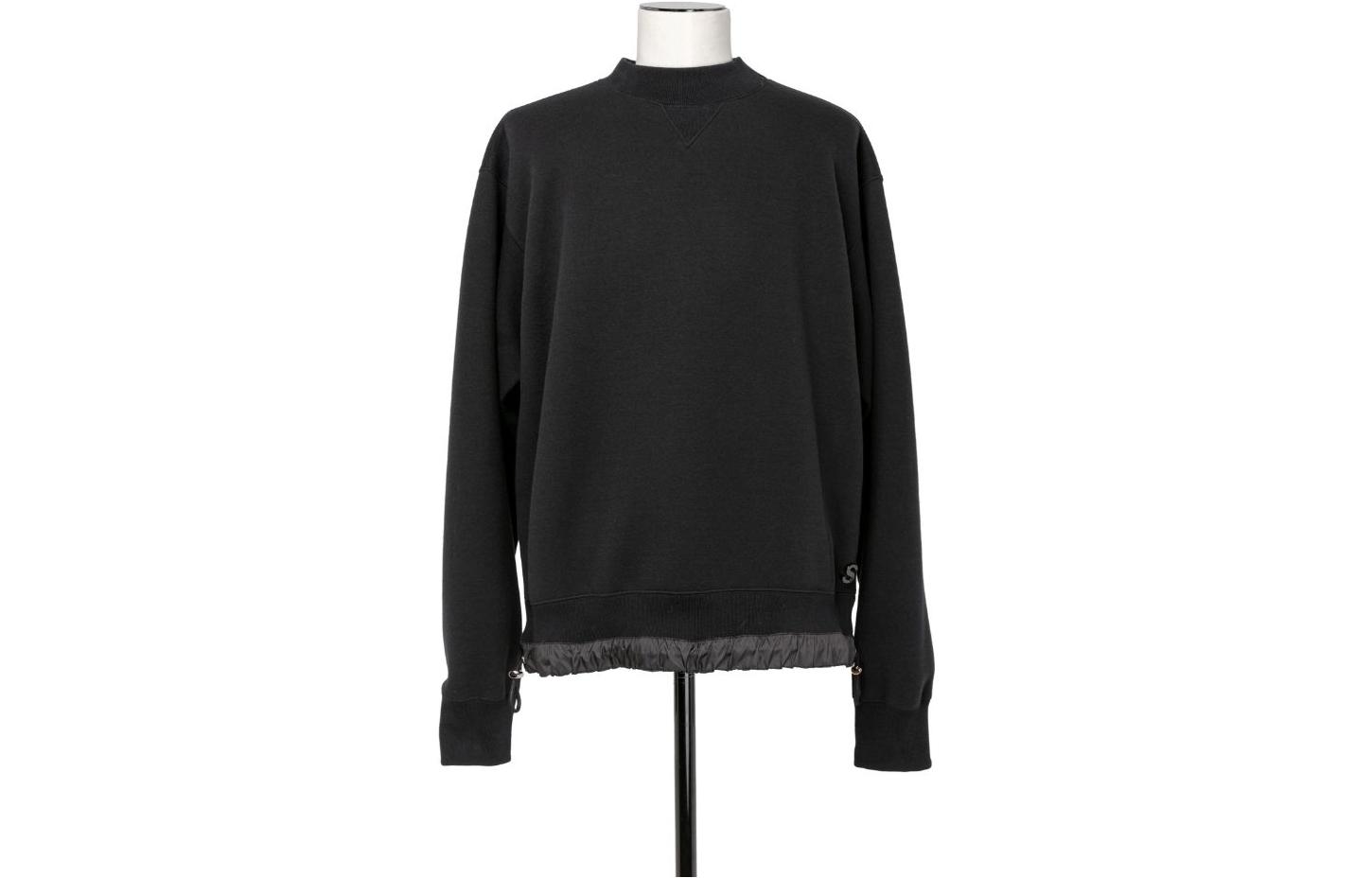 Sacai FW23 Spliced Trim Crewneck Pullover Sweatshirt Black SCM-068-001