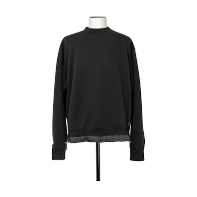 Sacai FW23 Spliced Trim Crewneck Pullover Sweatshirt Black SCM-068-001