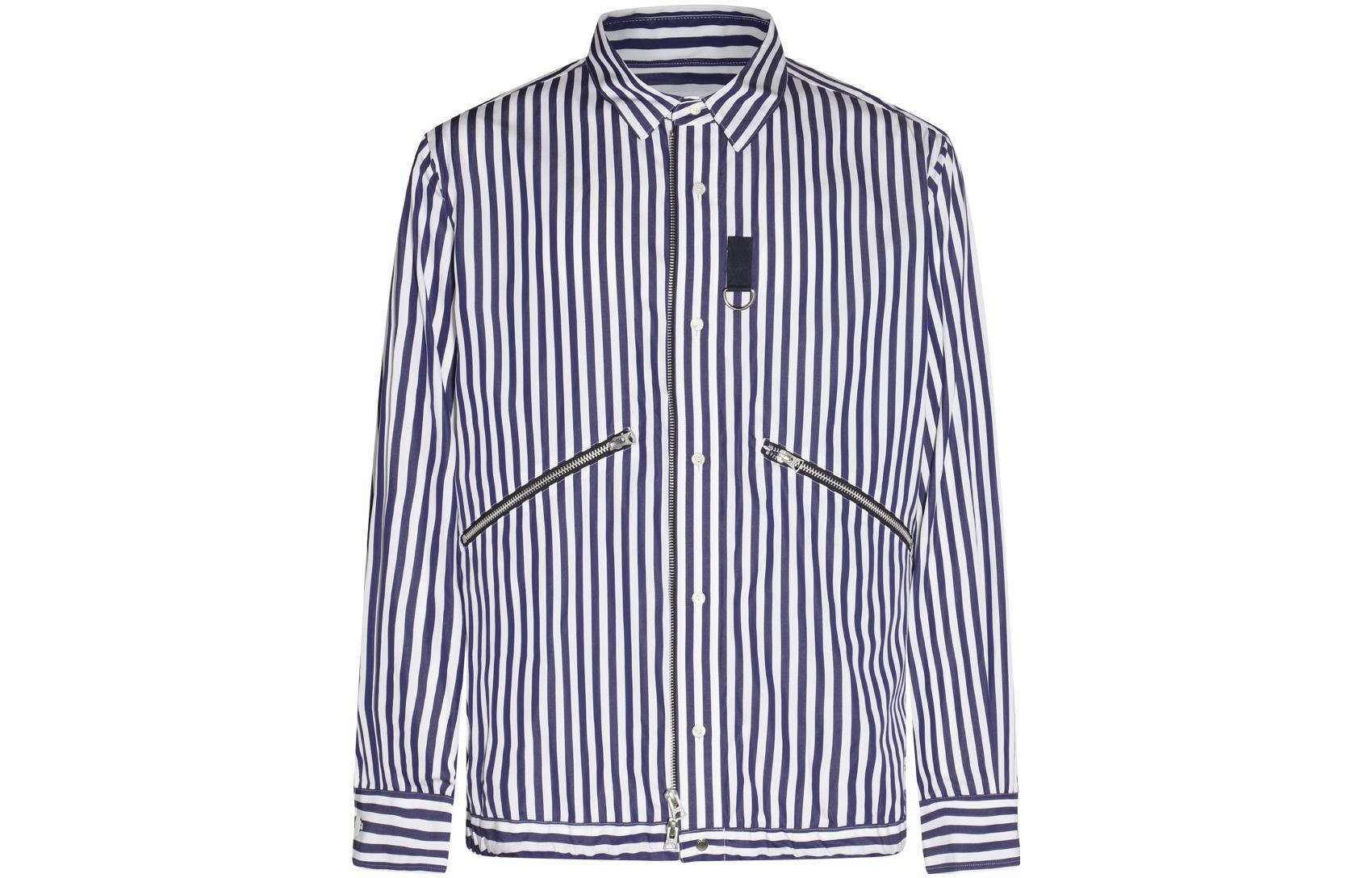 Sacai FW23 Striped Collar Zip-Up Jacket Blue 03171M222