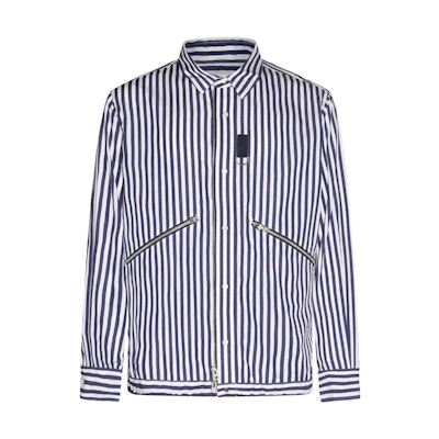 Sacai FW23 Striped Collar Zip-Up Jacket Blue 03171M222