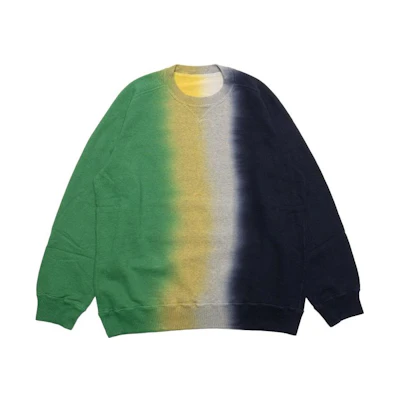 Sacai FW23 Tie-Dye Crewneck Pullover Sweatshirt Green 23-03176GRN