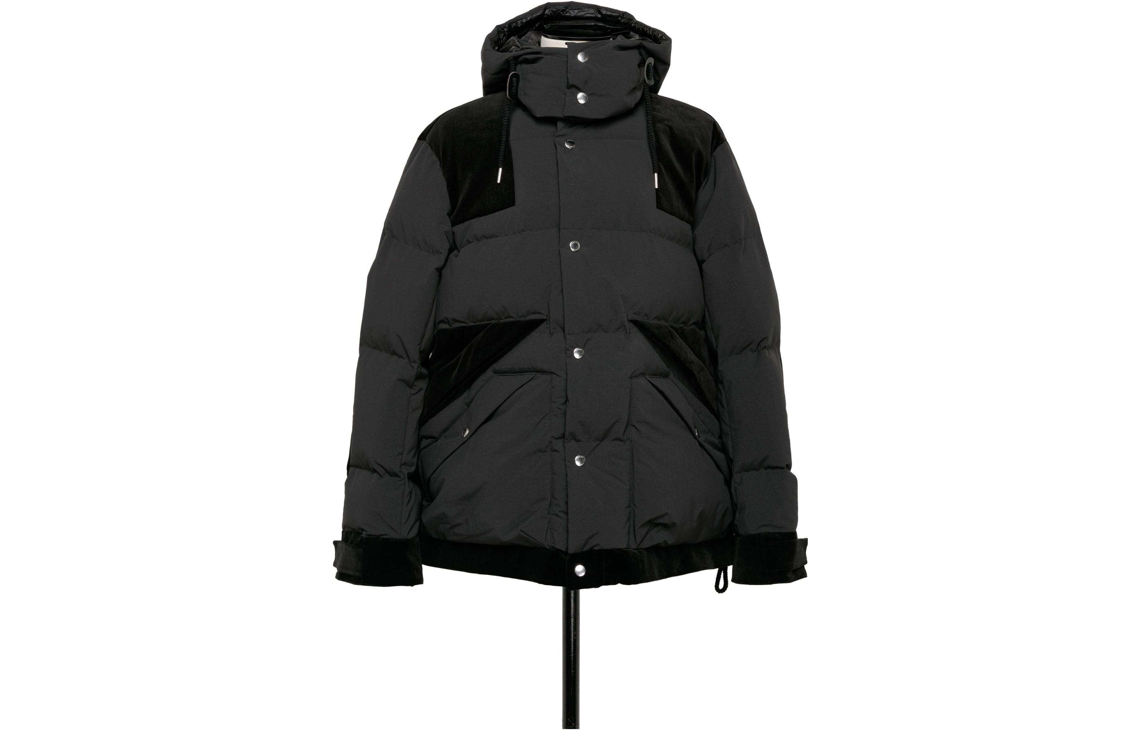 Sacai FW23 Zip-Up Patchwork Hoodie Jacket Black 23-03249M-001