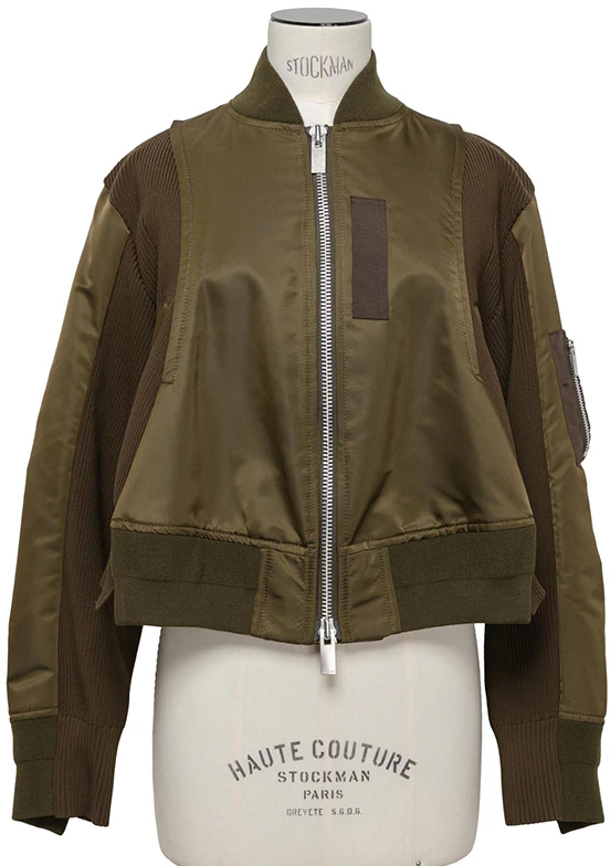 sacai-fw-24-knit-blouson-olive-green-unisex-zip-up-jacket-24-07383-826