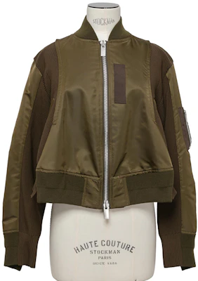 Sacai FW24 Knit Blouson Olive Green Unisex Zip-Up Jacket 24-07383-826 Buy Sacai FW24 Knit Blouson Olive Green Unisex Zip-Up Jacket 24-07383-826