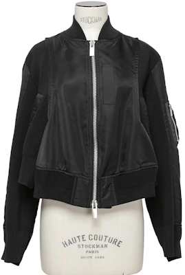 Sacai FW24 Knit Blouson Zip-Up Jacket Unisex Black 24-07383-001 Buy Sacai FW24 Knit Blouson Zip-Up Jacket Unisex Black 24-07383-001