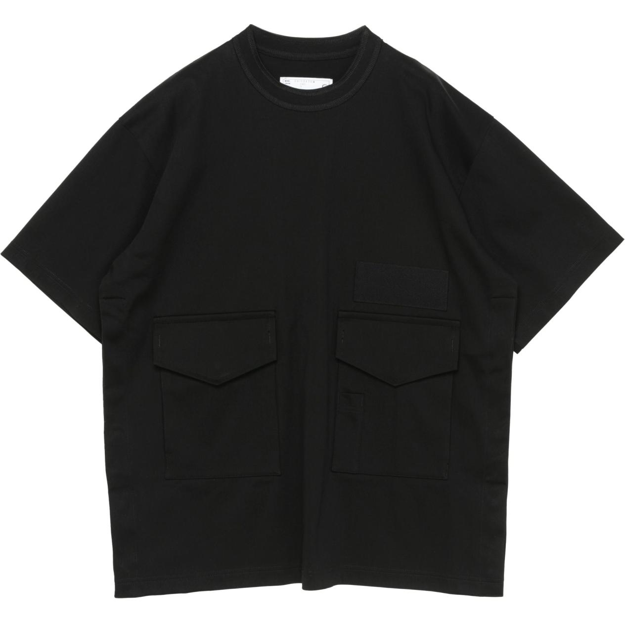 Order サカイ FW24 オーバーサイズ コットン クルーネック 半袖 Tシャツ ブラック Tee 24-03470M-001