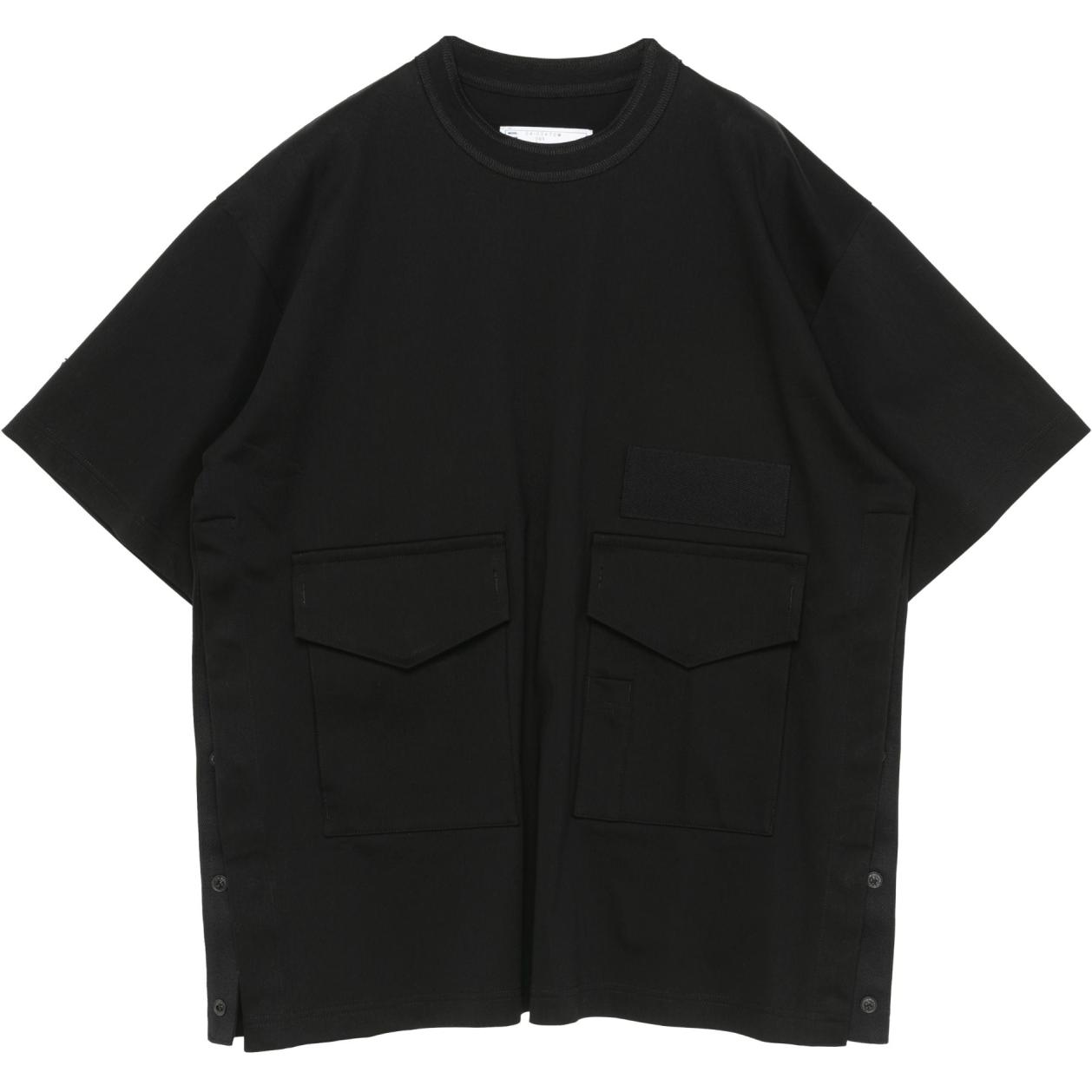 Lookbook サカイ FW24 オーバーサイズ コットン クルーネック 半袖 Tシャツ ブラック Tee 24-03470M-001