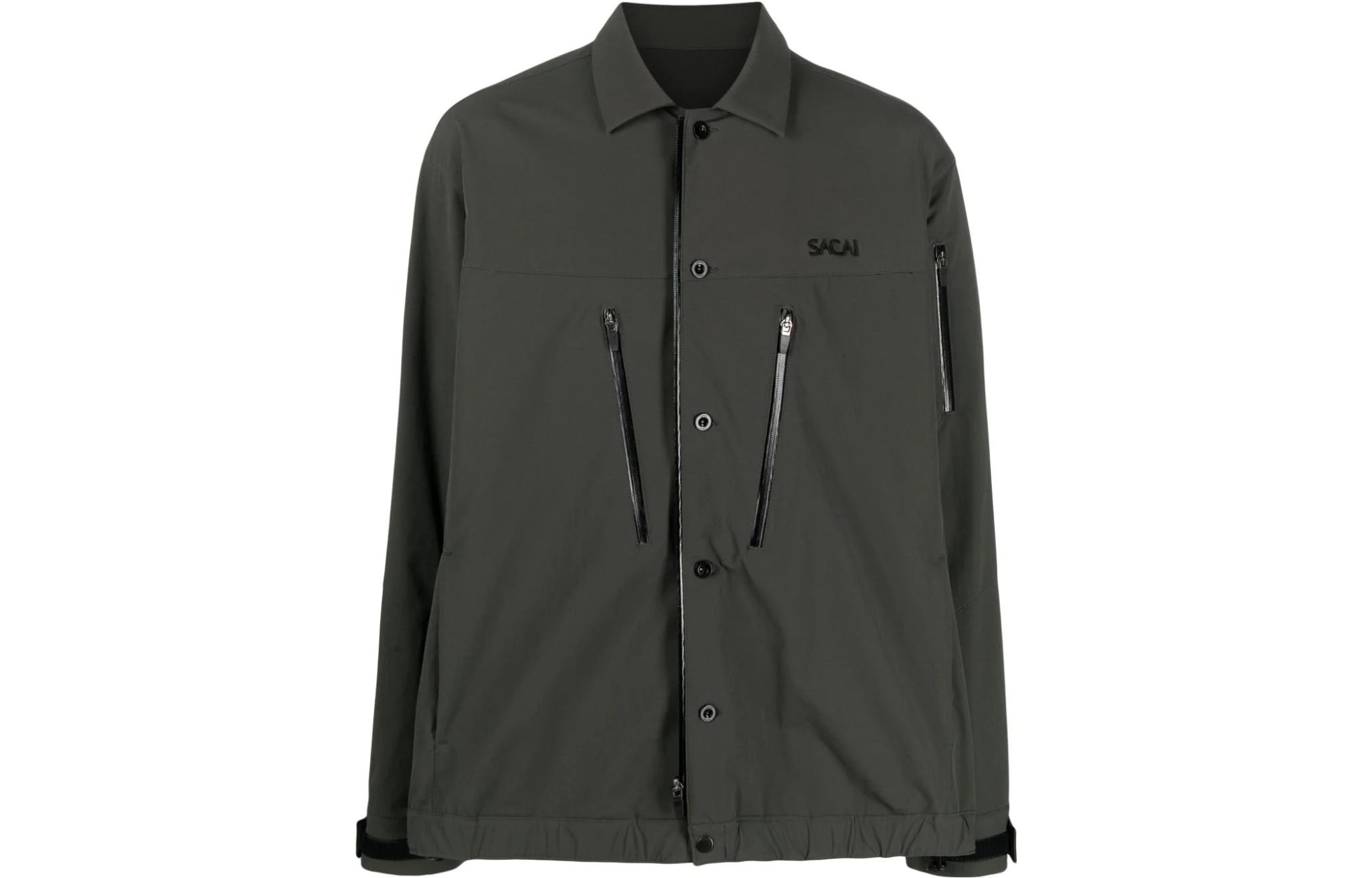 Sacai Green Letter Print Long Sleeve Button-Up Jacket 23-03251M-501