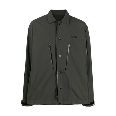 Sacai Green Letter Print Long Sleeve Button-Up Jacket 23-03251M-501