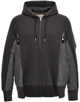 Sacai Grey Patchwork Hooded Jacket SCM056339 Sacai Grey Patchwork Hooded Jacket SCM056339