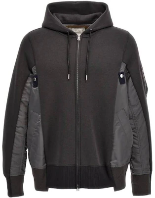 Sacai Grey Patchwork Hooded Jacket SCM056339 Buy Sacai Grey Patchwork Hooded Jacket SCM056339