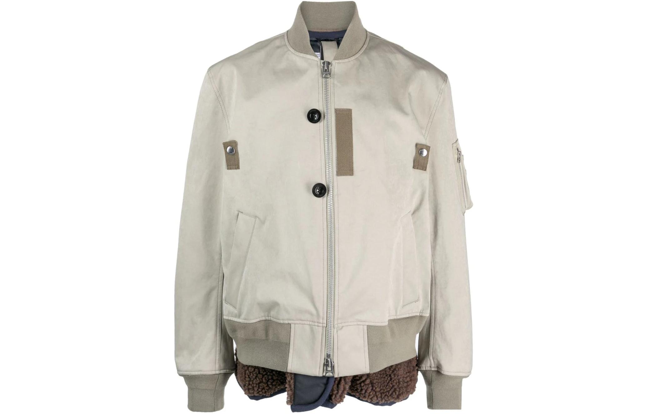 Sacai Layered Baseball Zip Bomber Jacket Men’s Light Green 23-03209M-651